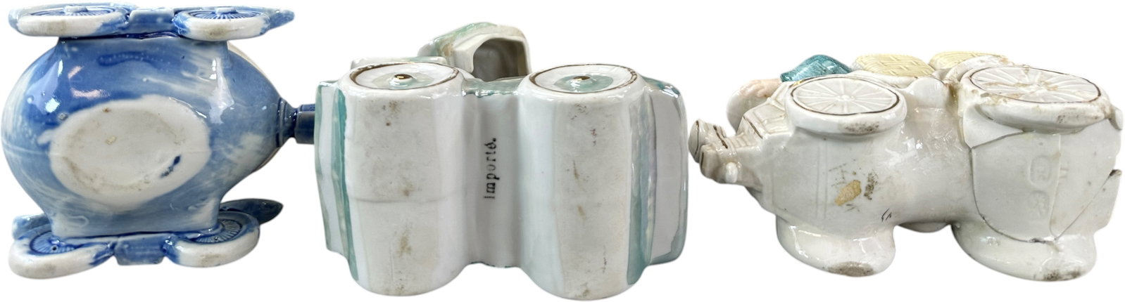 FIVE CERAMIC AUTOMOTIVE THEME CONDIMENT SETS - 12