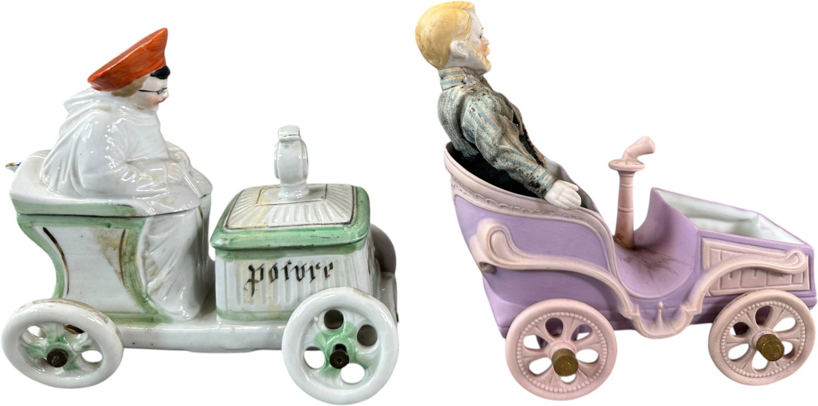 FIVE CERAMIC AUTOMOTIVE THEME CONDIMENT SETS - 13