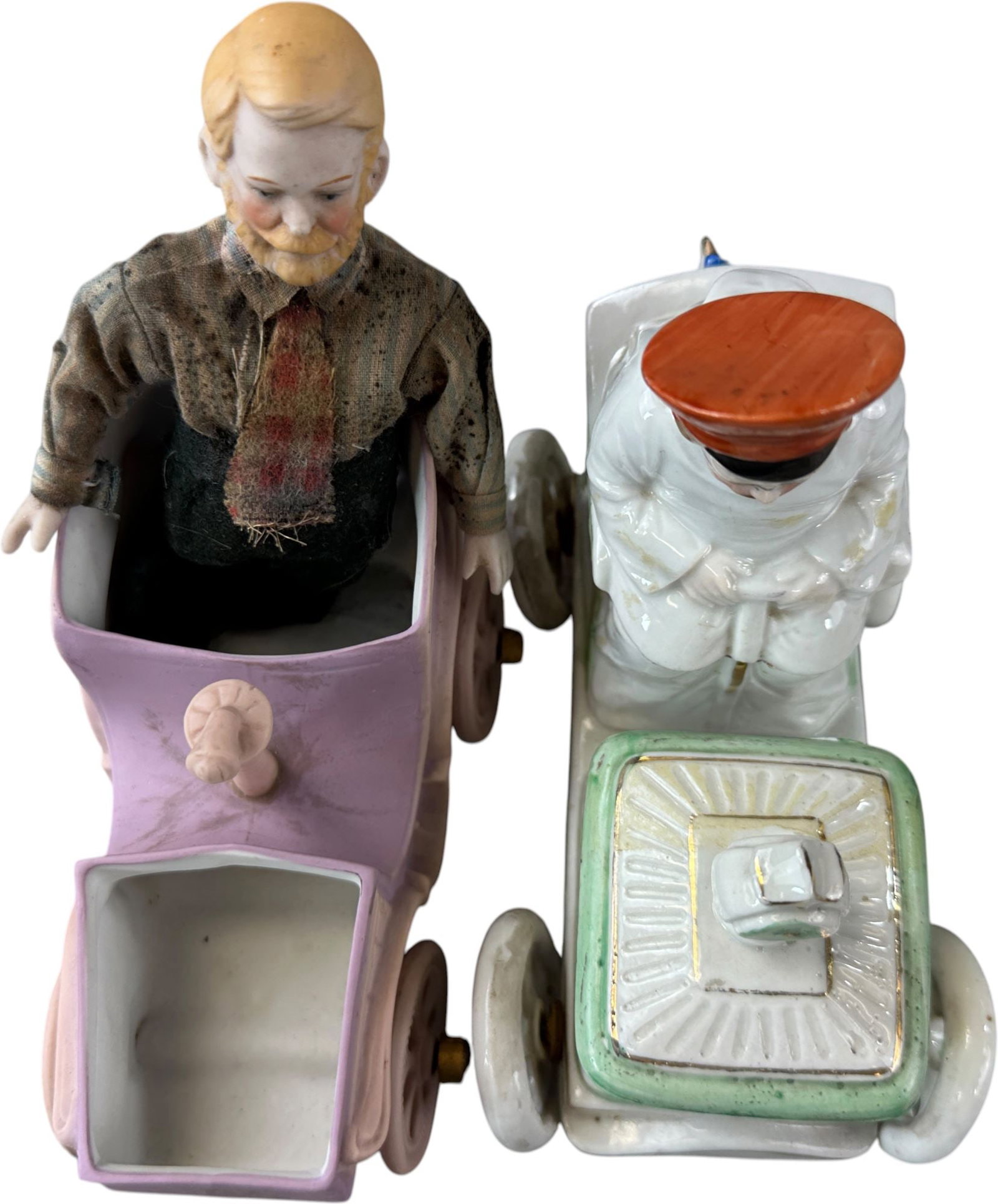 FIVE CERAMIC AUTOMOTIVE THEME CONDIMENT SETS - 17