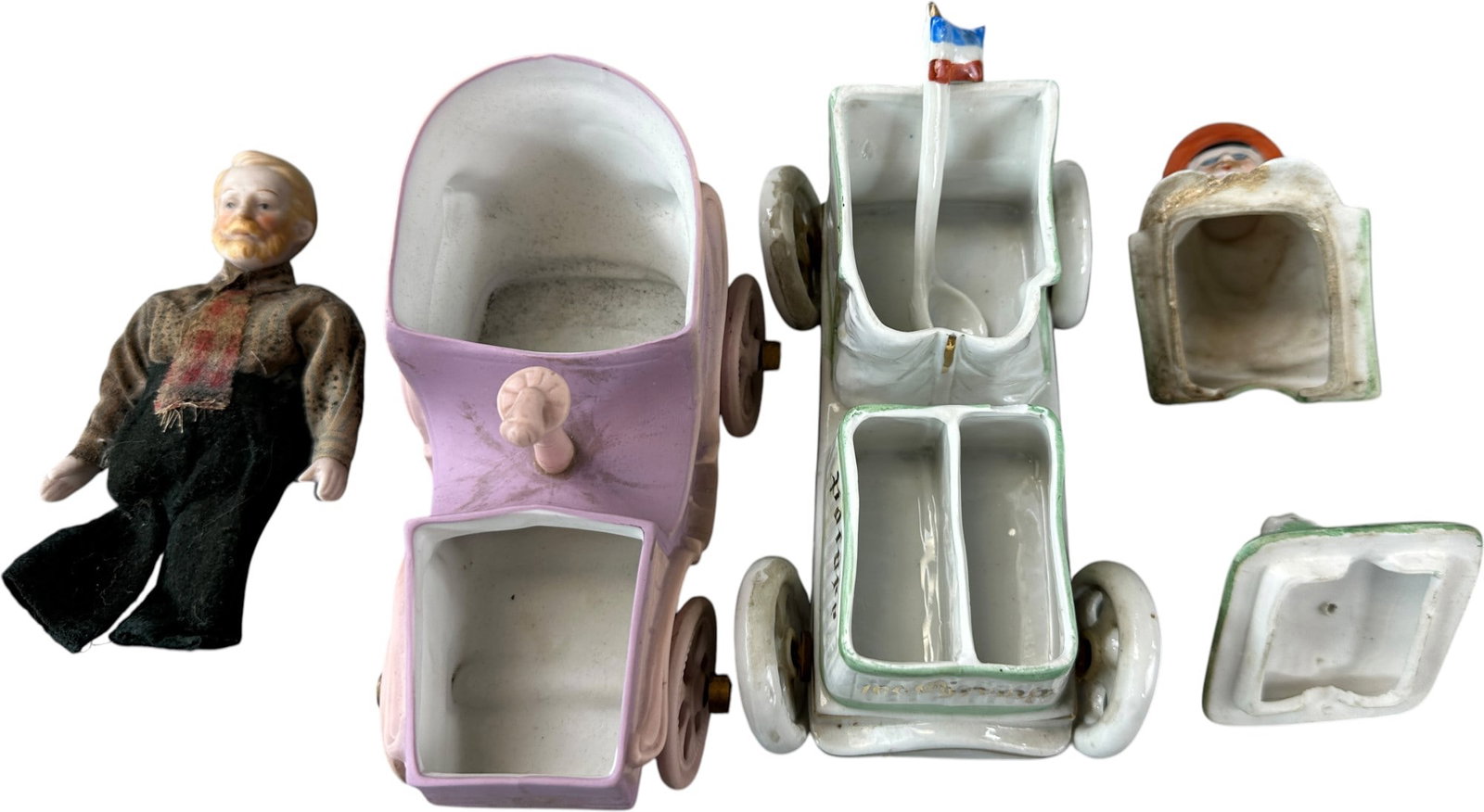 FIVE CERAMIC AUTOMOTIVE THEME CONDIMENT SETS - 18