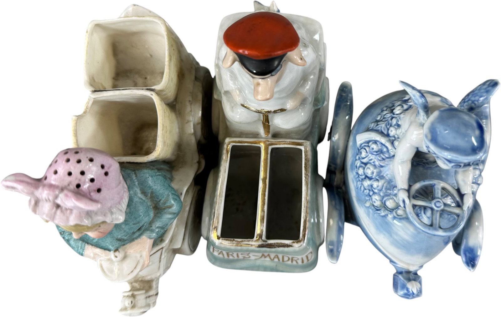 FIVE CERAMIC AUTOMOTIVE THEME CONDIMENT SETS - 8