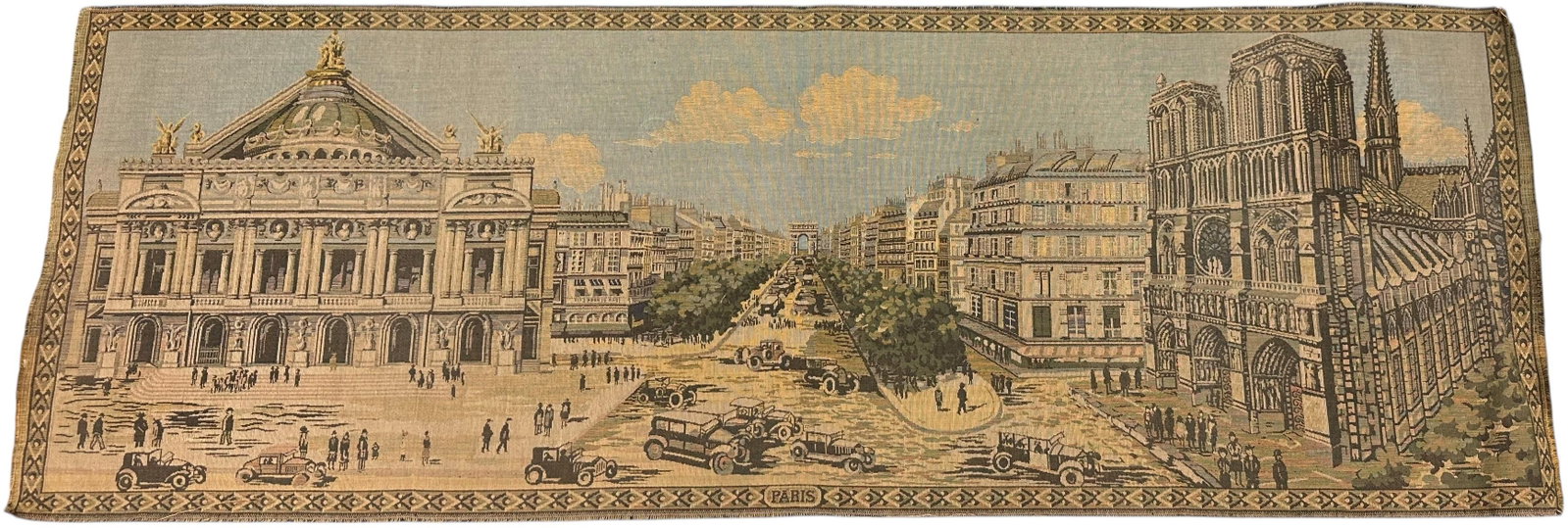 LARGE PARIS AUTOMOTIVE STREET SCENE TAPESTRY (1 of 6)