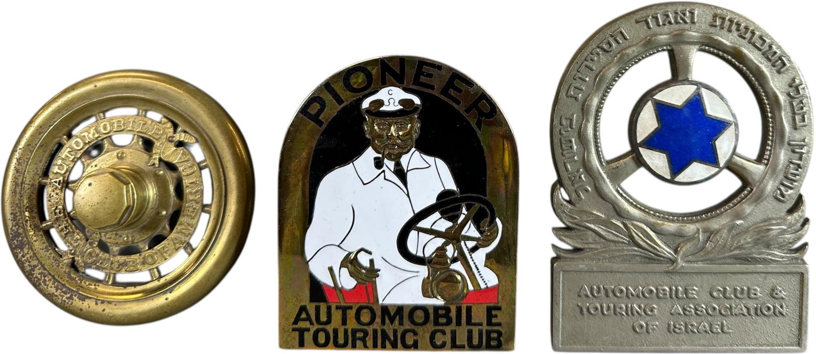 THREE AUTOMOBILE CLUB BADGES (1 of 3)