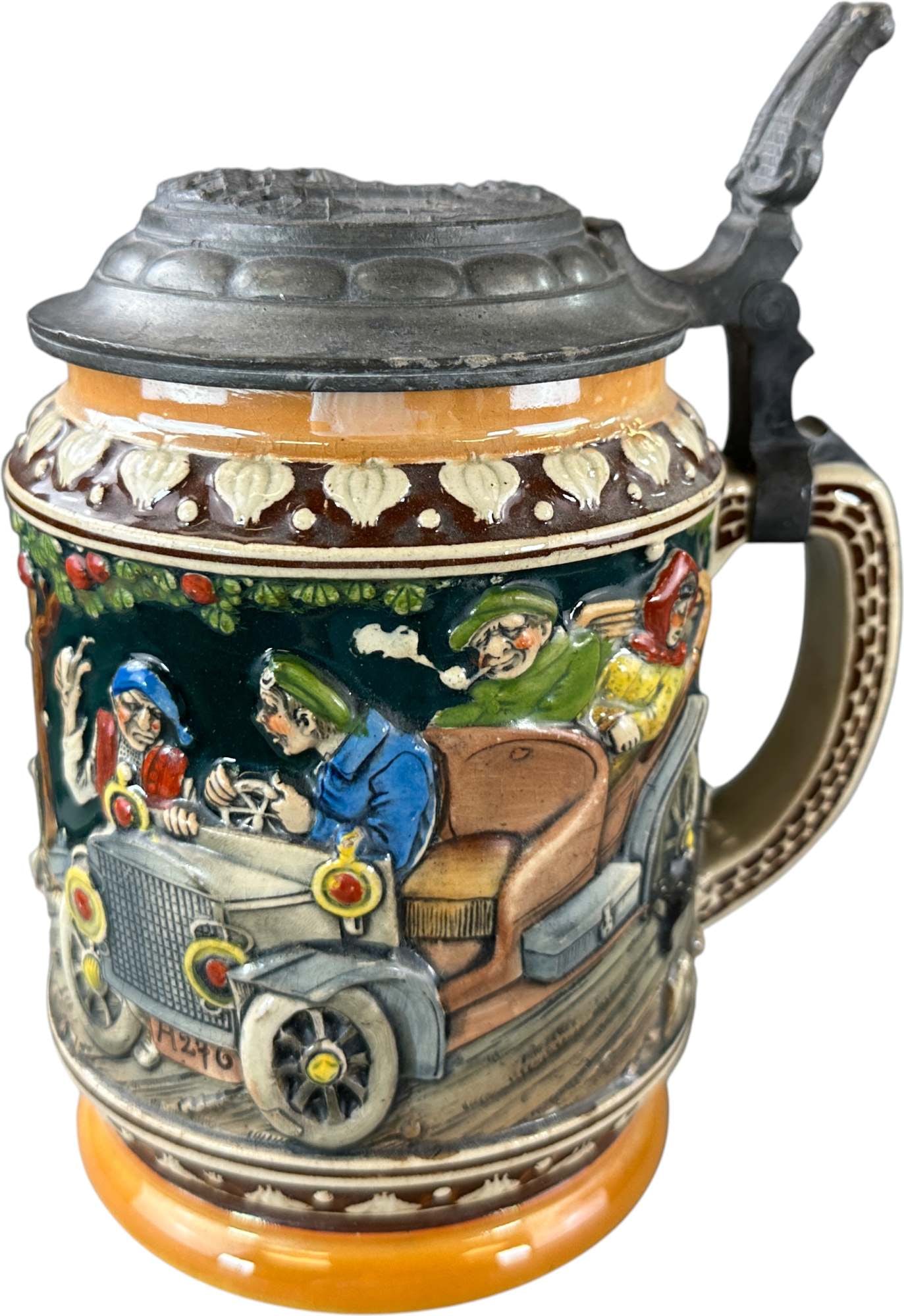 GERMAN AUTOMOBILE RELIEF BEER STEIN (1 of 6)