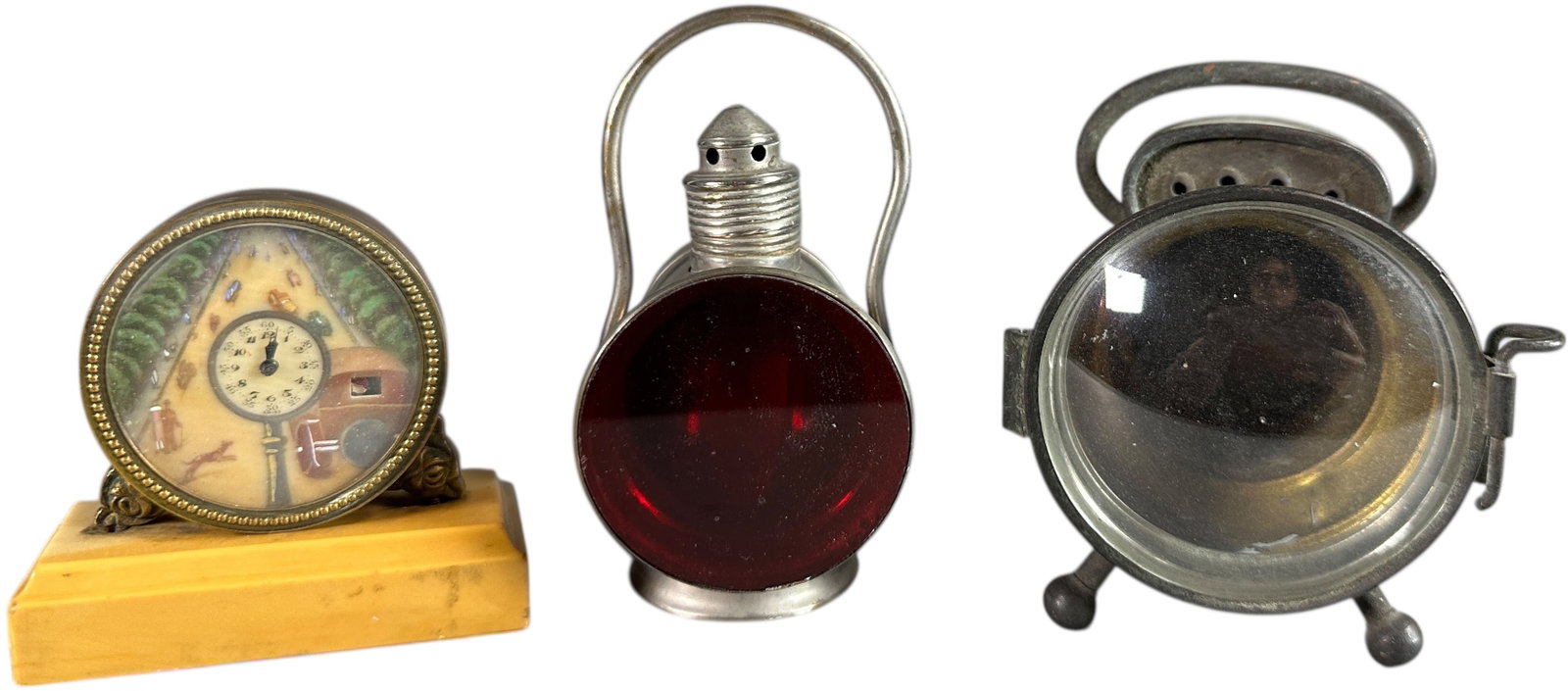 TWO HEADLAMP AND MARBLE BASE MECHANICAL CLOCK (1 of 5)