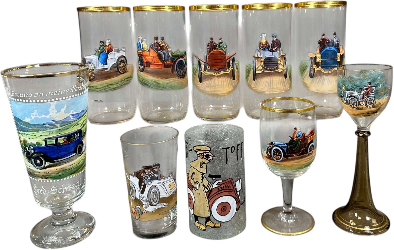 TEN AUTOMOTIVE THEME GLASSES (1 of 8)