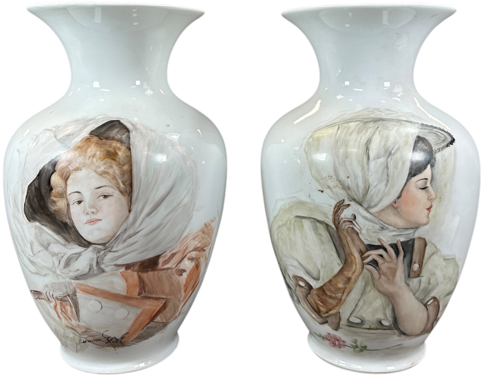 TWO LARGE BAVARIAN GERMAN VASES (1 of 9)