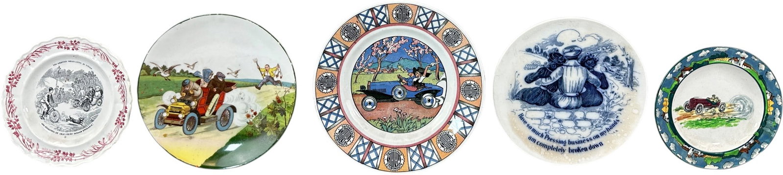 FIVE AUTOMOBILE AND MOTORING CERAMIC PLATES (1 of 8)