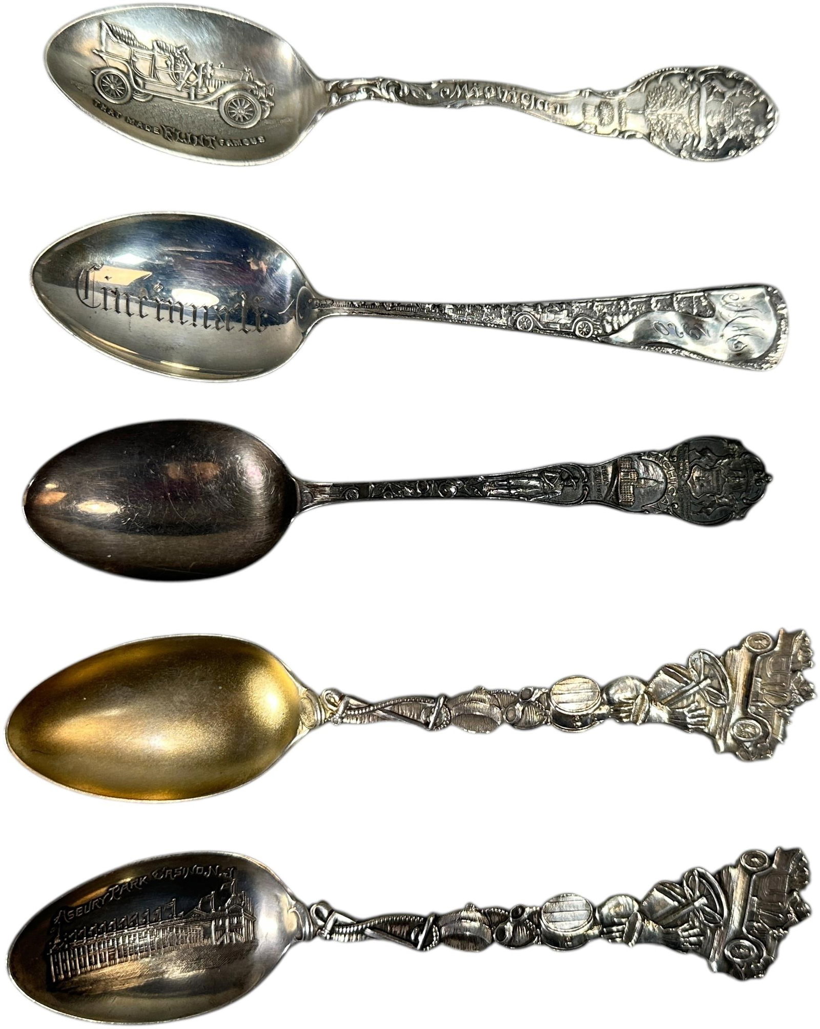 STERLING & PLATED AUTOMOTIVE SOUVENIR SPOONS (1 of 10)