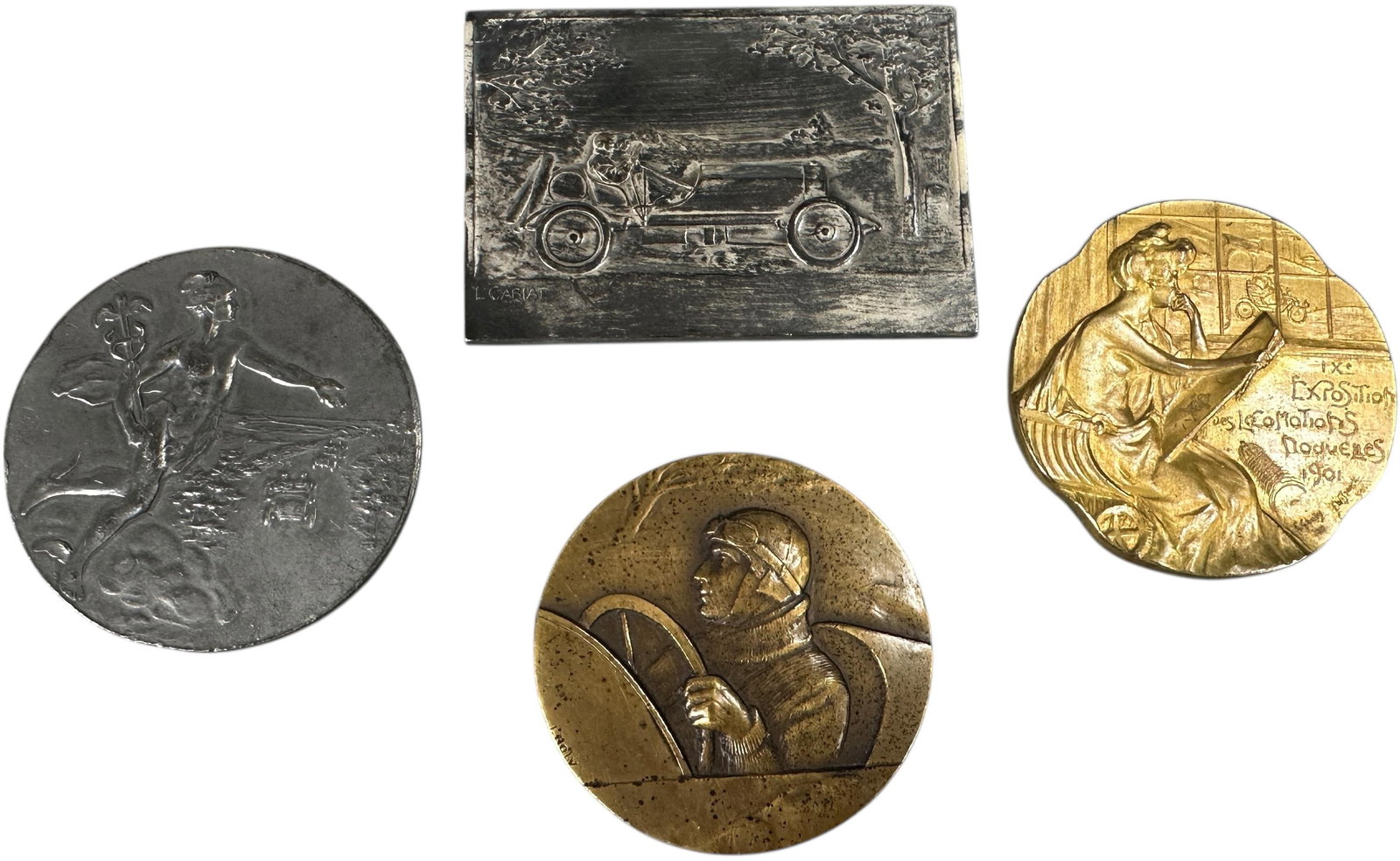FOUR EARLY AUTOMOBILIA ART MEDALS & PLAQUES (1 of 5)