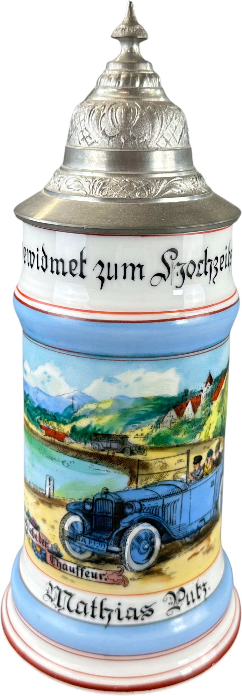 GERMAN CHAUFFEUR LITHOPHANE BEER STEIN (1 of 8)