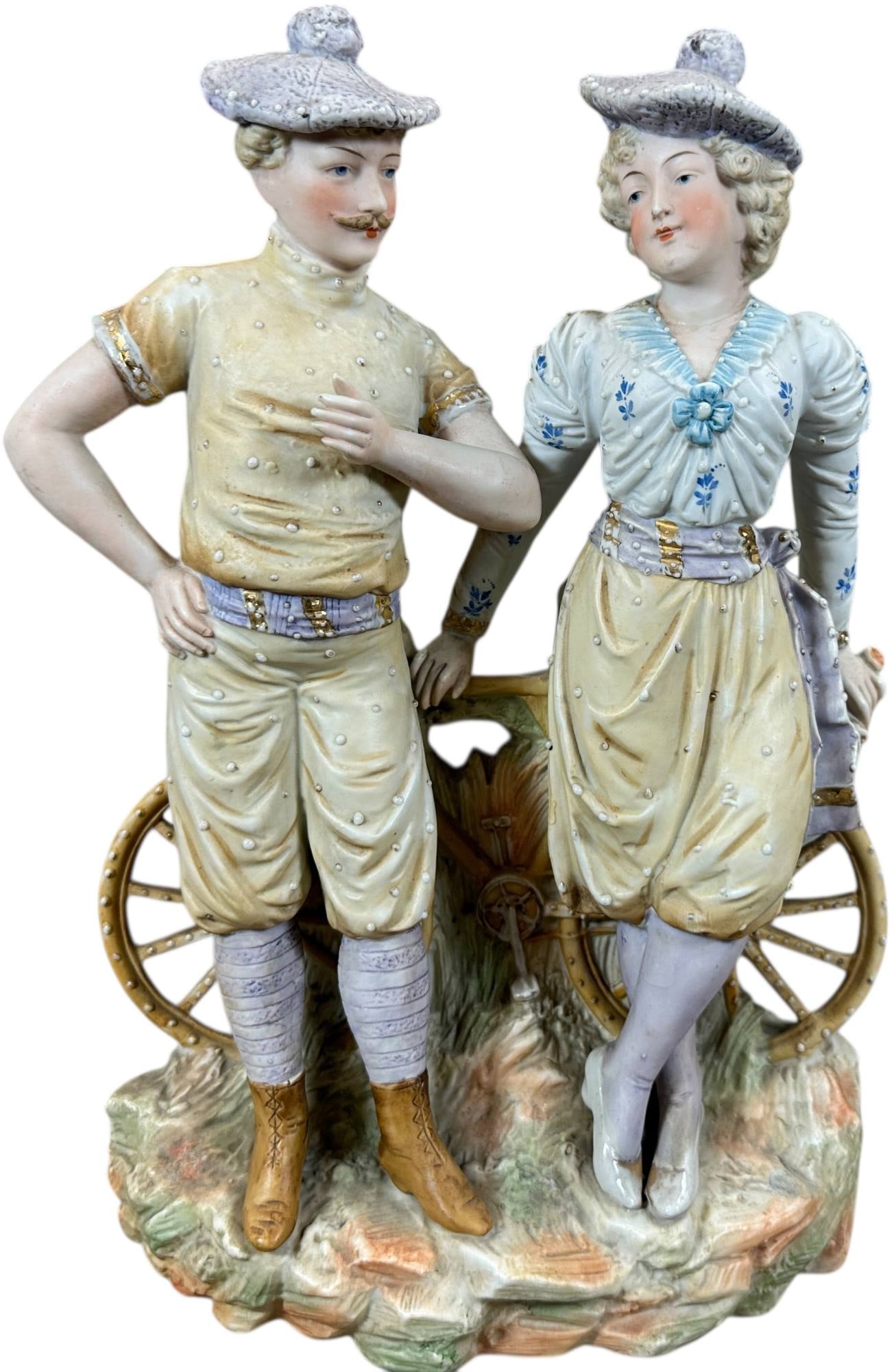 BICYCLE MAN AND WOMAN FIGURINE VASE (1 of 7)