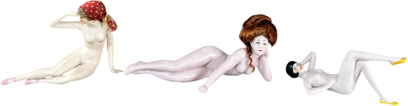 THREE CERAMIC NAUGHTIES FIGURINES (1 of 4)