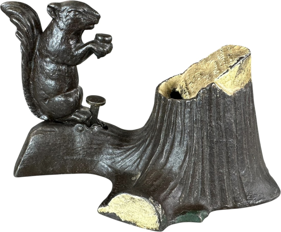 SQUIRREL & TREE STUMP MECHANICAL BANK (1 of 8)