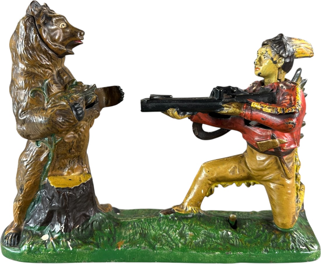 INDIAN SHOOTING BEAR MECHANICAL BANK (1 of 10)