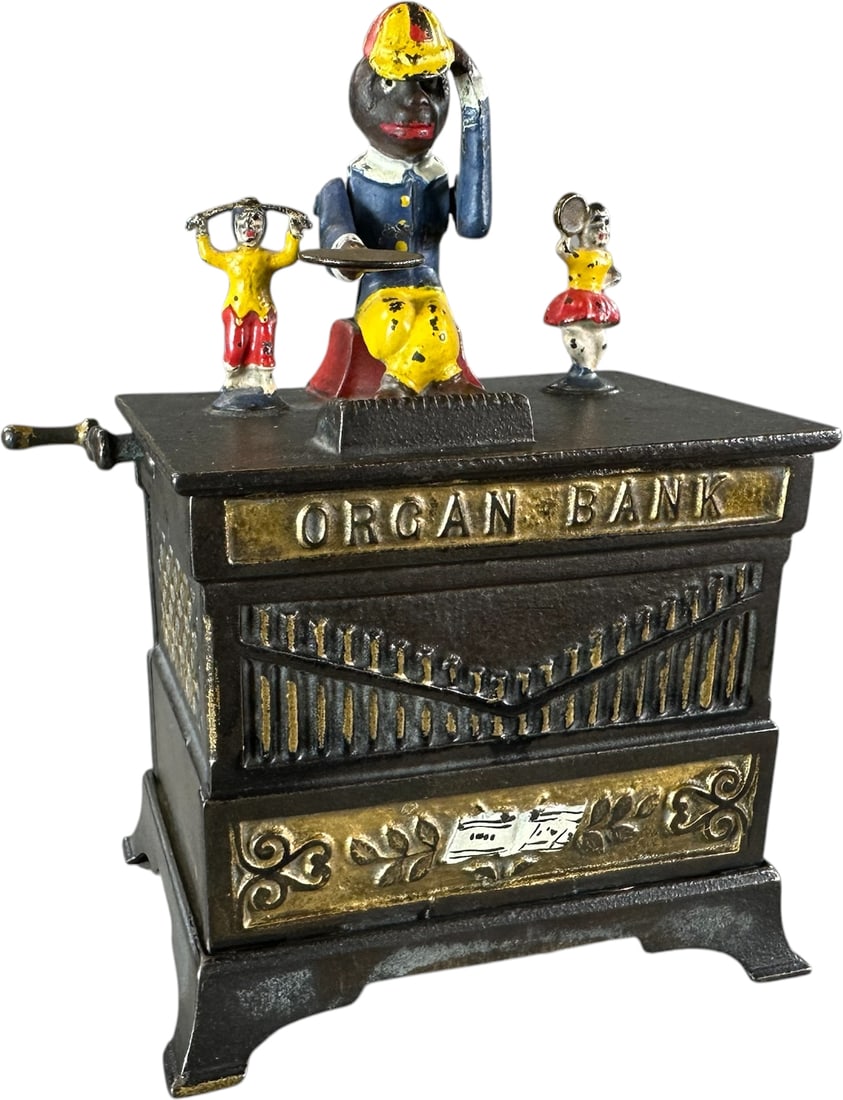 ORGAN BANK MECHANICAL BANK - BOY & GIRL (1 of 9)