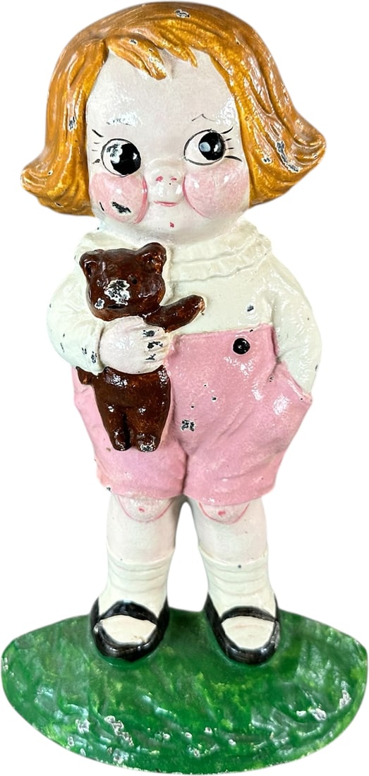 HUBLEY BOBBY BLAKE DOORSTOP: 123. HUBLEY BOBBY BLAKE DOORSTOP | Grace Drayton design with strong paint. one of the best examples we've seen. Ex: The Bob Brady Collection. | 9.5" h. | A few scant paint chips, otherwise (Pristine