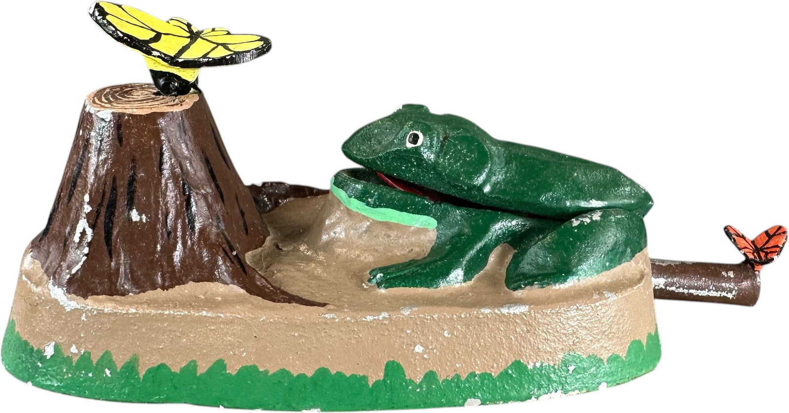REYNOLDS FROG & FLY MECHANICAL BANK: 164. REYNOLDS FROG & FLY MECHANICAL BANK | Catalogue # 6-M, 1972, Edition 2 of 10. Ex: Max Berry Collection. | 9" l. | (Excellent to Pristine Condition) | $250 - $500