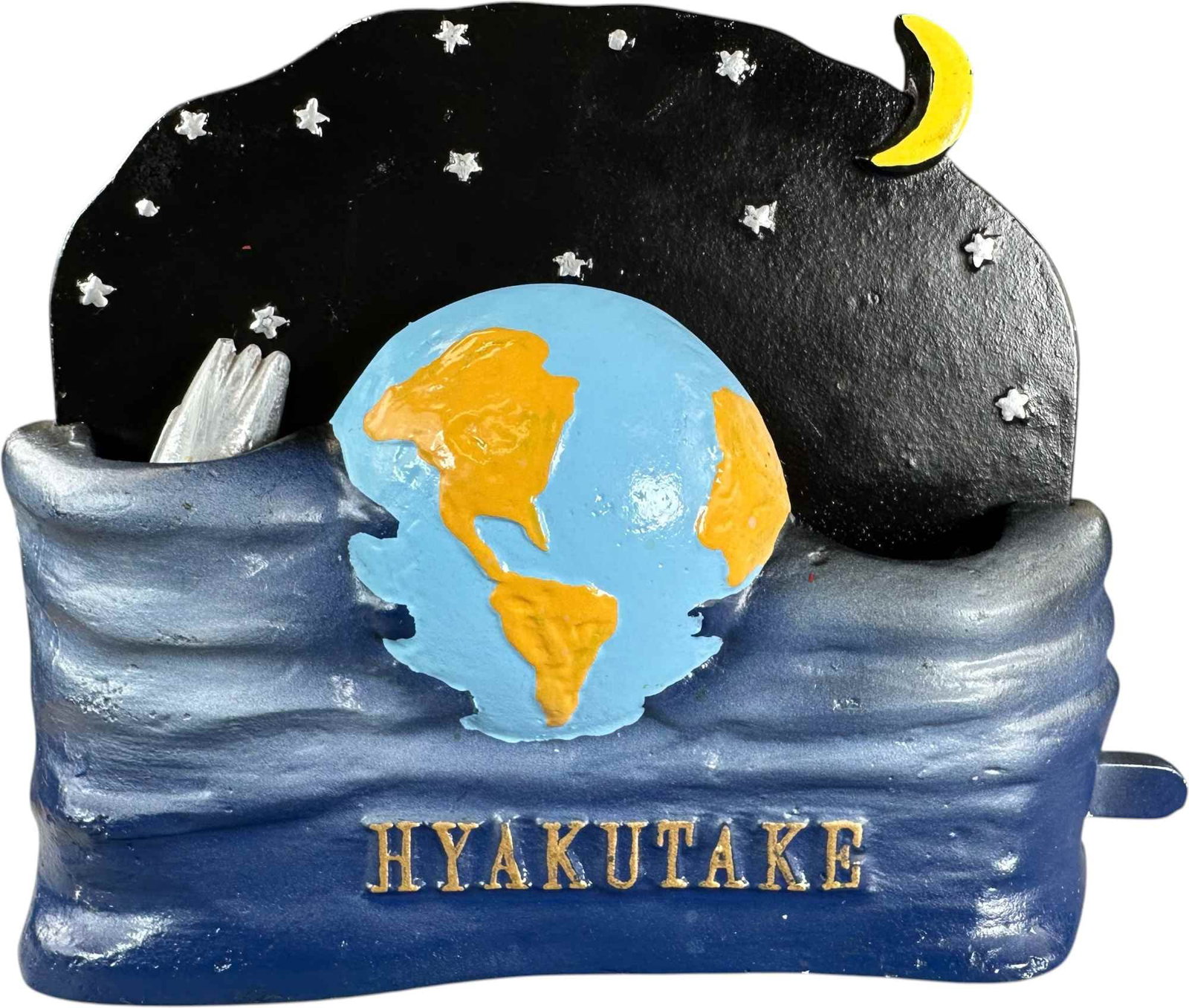REYNOLDS THE COMET HYAKUTAKE MECHANICAL BANK: 181. REYNOLDS THE COMET HYAKUTAKE MECHANICAL BANK | Catalogue # 55-M, 1996, Edition of 50. Ex: Max Berry Collection. | 8.5" l. | (Pristine to Near Mint Condition) | $50 - $100