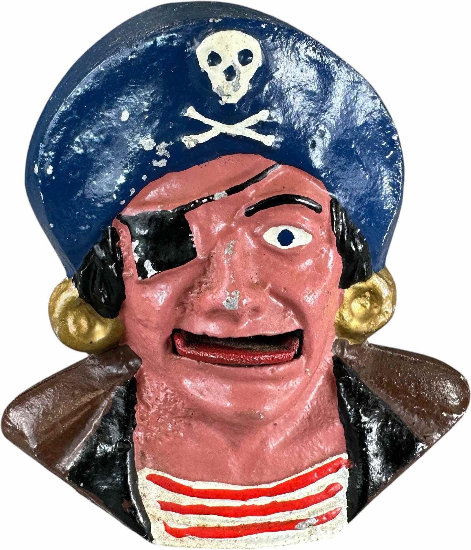 REYNOLDS PIRATE MECHANICAL BANK: 198. REYNOLDS PIRATE MECHANICAL BANK | Catalogue # 4-M, 1972, Edition 2 of 10. Ex: Max Berry Collection. | 4.5" h. | Minor oxidation to underside, otherwise paint is (Excellent Condition) | $100 - $20