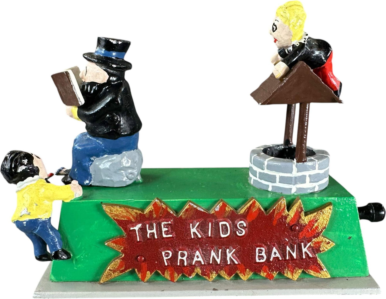 REYNOLDS KIDS PRANK MECHANICAL BANK: 206. REYNOLDS KIDS PRANK MECHANICAL BANK | Catalogue # 19-M, 1974, Edition of 10. Ex: Max Berry Collection. | 7" l. | (Pristine Condition) | $400 - $700