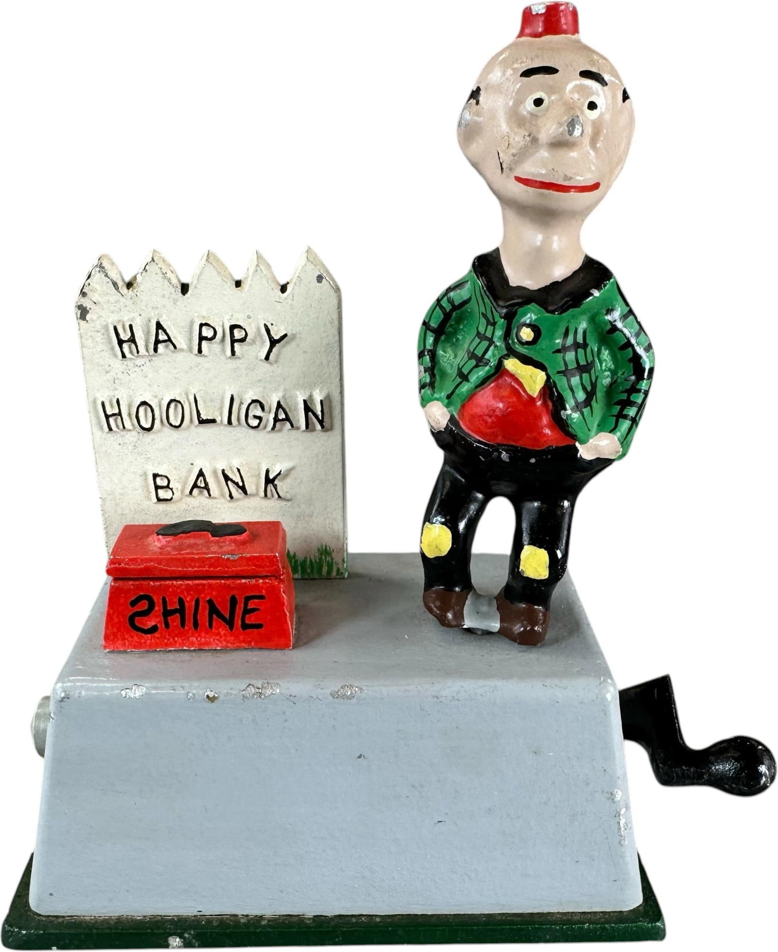 REYNOLDS HAPPY HOOLIGAN MECHANICAL BANK: 208. REYNOLDS HAPPY HOOLIGAN MECHANICAL BANK | Catalogue # 26-M, 1974, Edition of 15. Ex: Max Berry Collection. | " l. | (Excellent to Pristine Condition) | $400 - $600