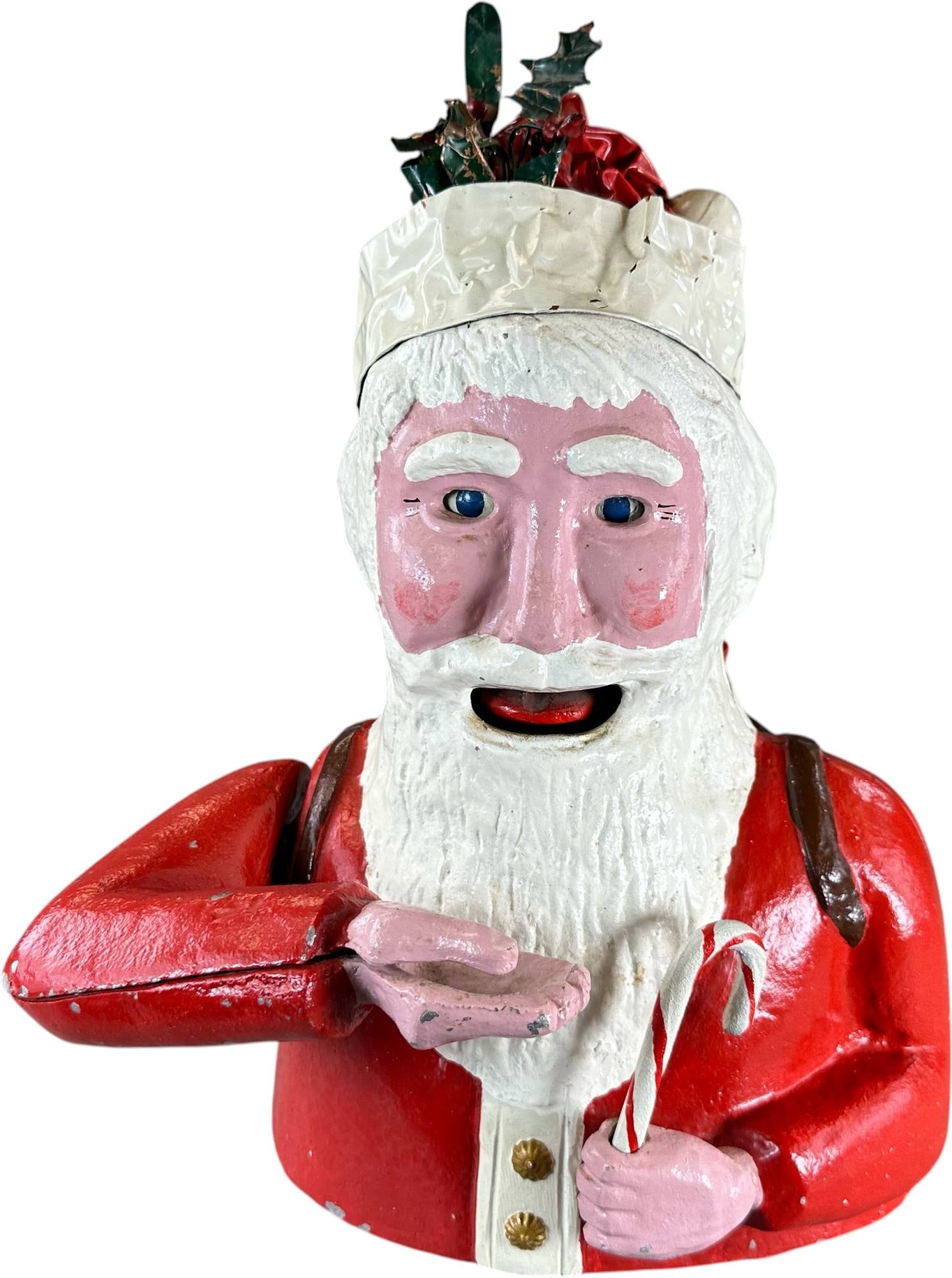 REYNOLDS FATHER CHRISTMAS MECHANICAL BANK: 229. REYNOLDS FATHER CHRISTMAS MECHANICAL BANK | Catalogue # 10-M, 1972, Edition 2 of 25. Ex: Max Berry Collection. | 13.5" h. | (Excellent Condition) | $500 - $1,000