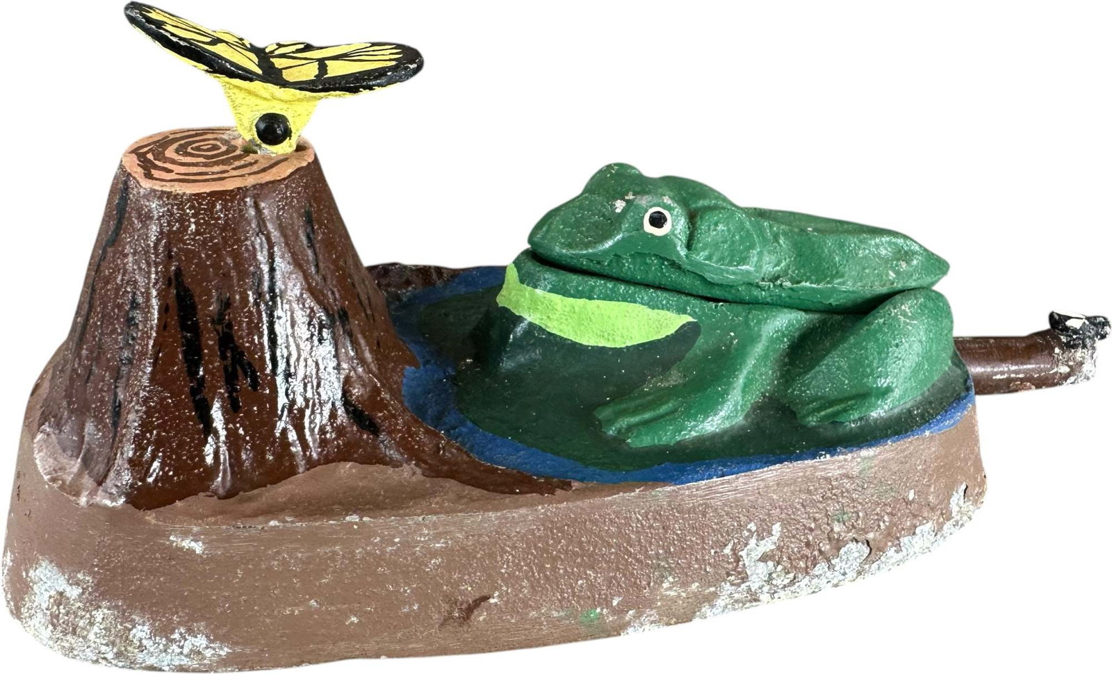 REYNOLDS FROG & THE FLY MECHANICAL BANK: 239. REYNOLDS FROG & THE FLY MECHANICAL BANK | Catalogue # 6-M, 1972, Edition of 10. Ex: Max Berry Collection. | 9" l. | Oxidation to edge of baseplate, (Very Good to Excellent Condition) | $300 - $50