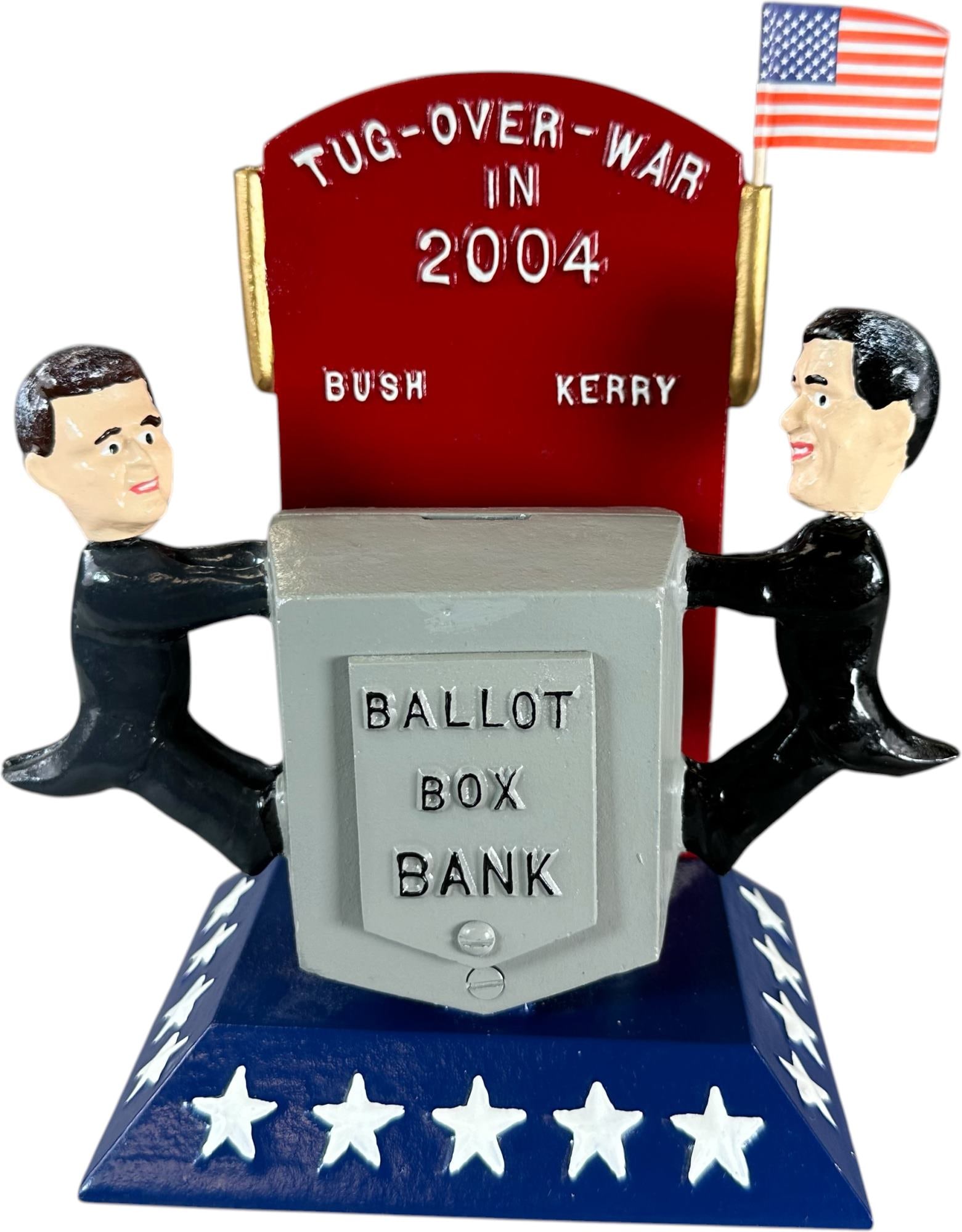 REYNOLDS TUG OVER WAR MECHANICAL BANK: 247. REYNOLDS TUG OVER WAR MECHANICAL BANK | Catalogue # 69-M, 2004, Edition 2 of 50. Ex: Max Berry Collection. | 8.5" h. | (Pristine Condition) | $200 - $300