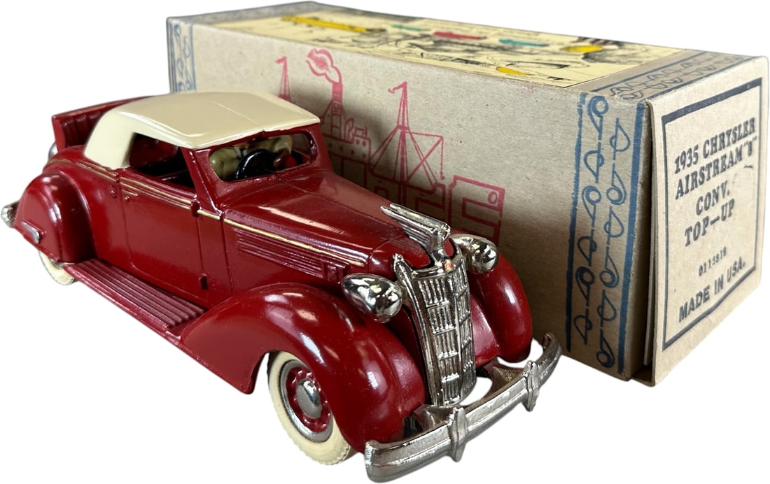 BOXED SEHLOFF 1935 CHRYSLER AIRSTREAM ROADSTER: 351. BOXED SEHLOFF 1935 CHRYSLER AIRSTREAM ROADSTER | Provenance: Ira Bernstein Collection. | 9.5" l. | Contemporary, (Near Mint Condition) | $600 - $1,200