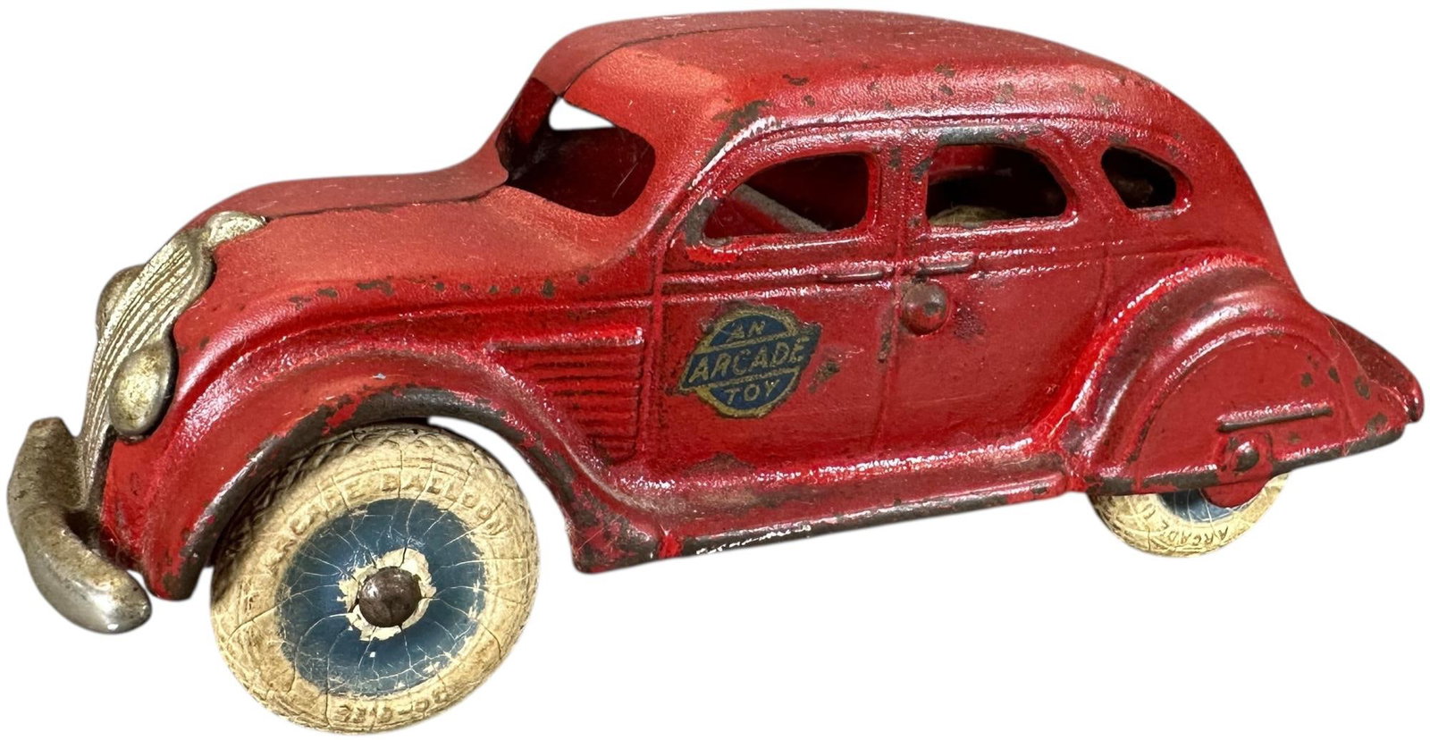 ARCADE AIRFLOW SEDAN W/ DECAL: 447. ARCADE AIRFLOW SEDAN W/ DECAL | Ex: Tony Lasala Collection. | 6" l. | Corner of nickel bumper is chipped, paint needs a good polishing, overall (Excellent Condition) | $150 - $300