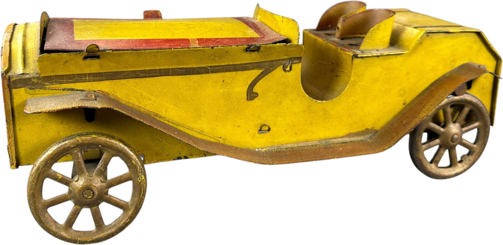 DAYTON HILL CLIMBER FLYING RACER: 473. DAYTON HILL CLIMBER FLYING RACER | 12.5" l. | Original lid and paint, (Excellent Condition) | $250 - $500