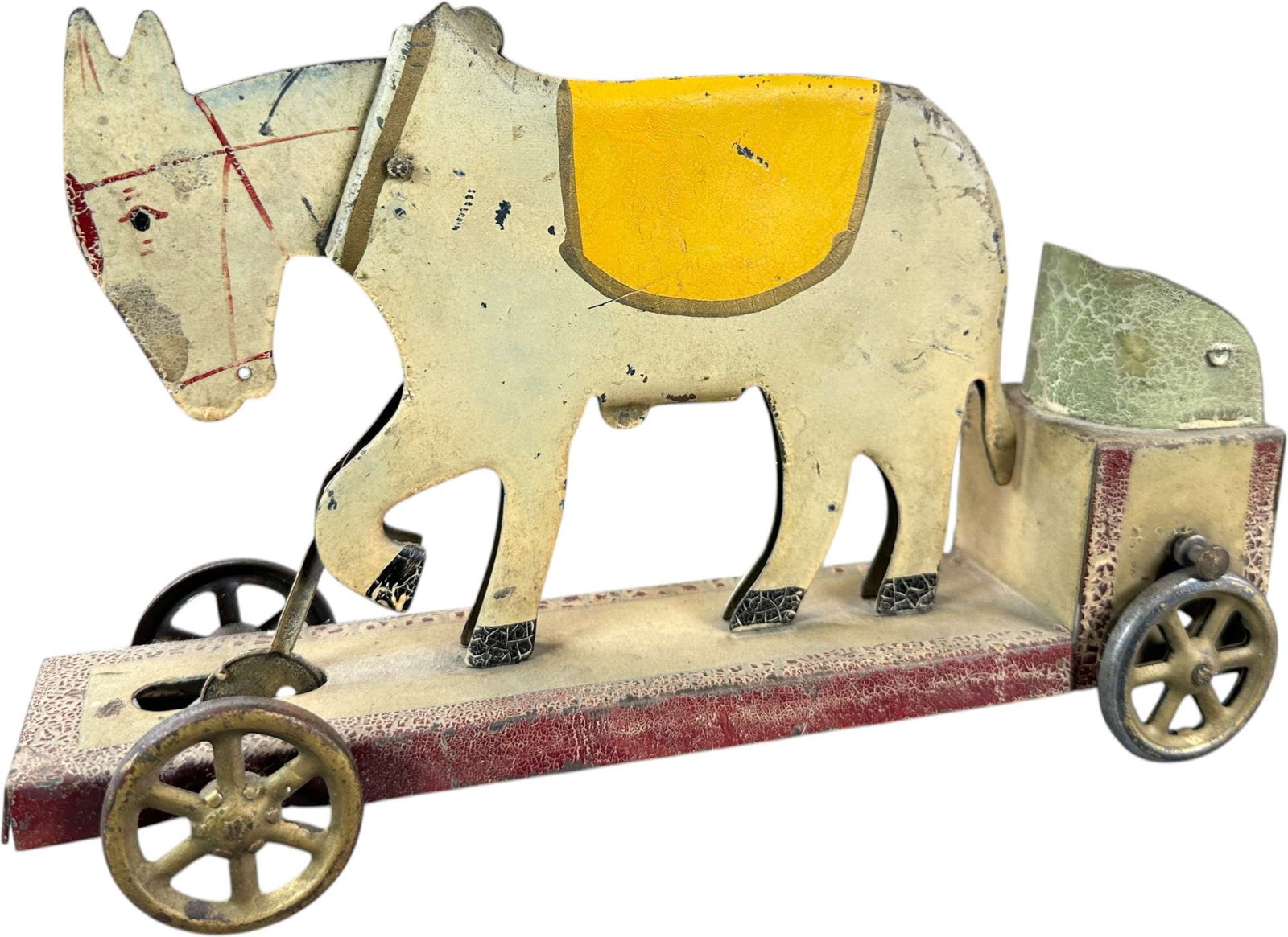 DAYTON 1915 NODDING MULE CART TOY: 478. DAYTON 1915 NODDING MULE CART TOY | 10.5" l. | (Very Good to Excellent Condition) | $200 - $300