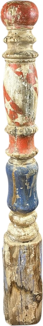 LARGE 19TH CENTURY BARBER POLE: 14. LARGE 19TH CENTURY BARBER POLE | 53" h. | Original paint wear is consistent with age and weathering, overall (Very Good Condition) | $800 - $1,600