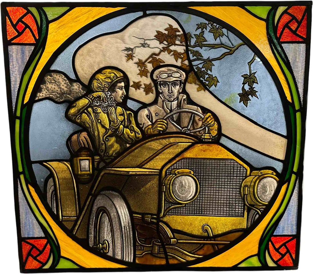 AUTOMOTIVE THEME STAINED GLASS WINDOW (1 of 5)