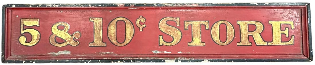LARGE WOODEN TWO SIDED 5 & 10 SIGN (1 of 12)