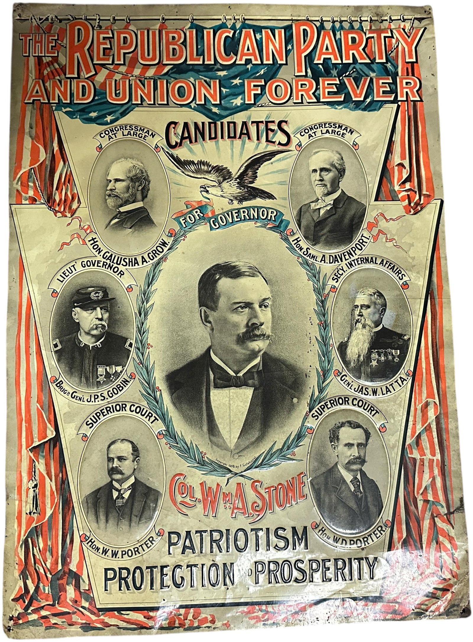 1898 PA REPUBLICAN PARTY EMBOSSED TIN SIGN (1 of 6)