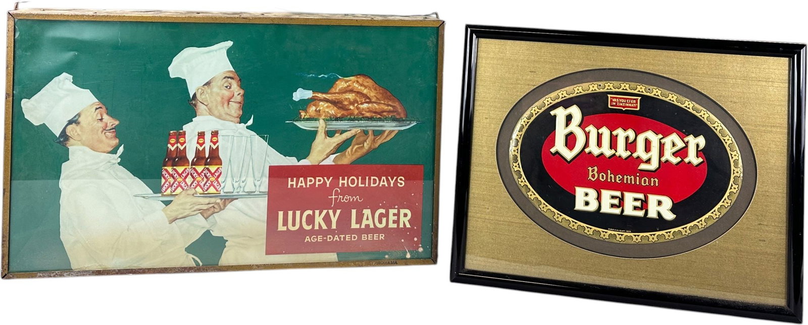 LUCKY LAGER LIGHT UP SIGN & BURGER TIN BEER SIGN (1 of 8)