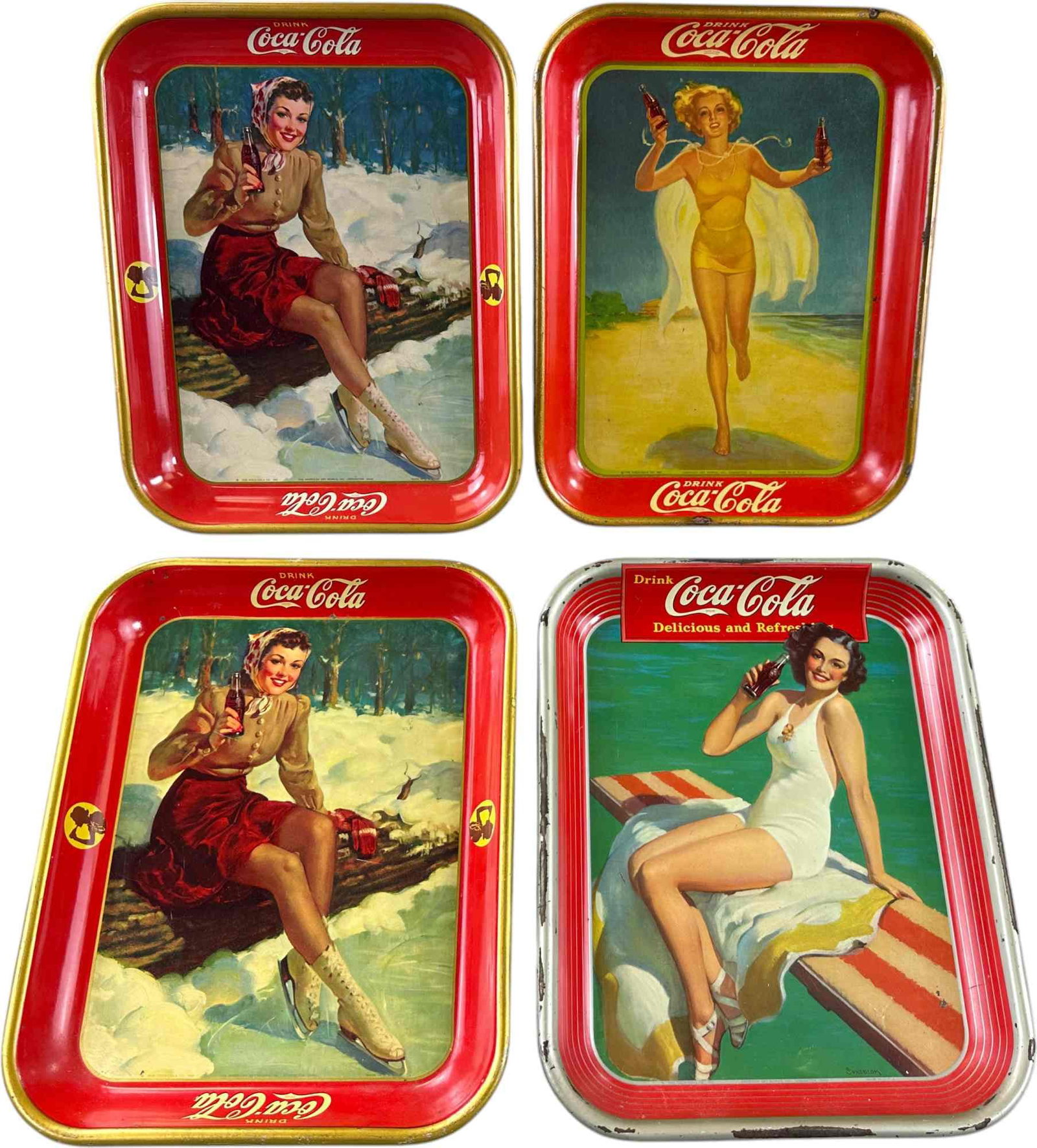 1937, 39, 41 COCA COLA TRAYS: 65. 1937, 39, 41 COCA COLA TRAYS | 13" l. | (Excellent Condition) | $200 - $400
