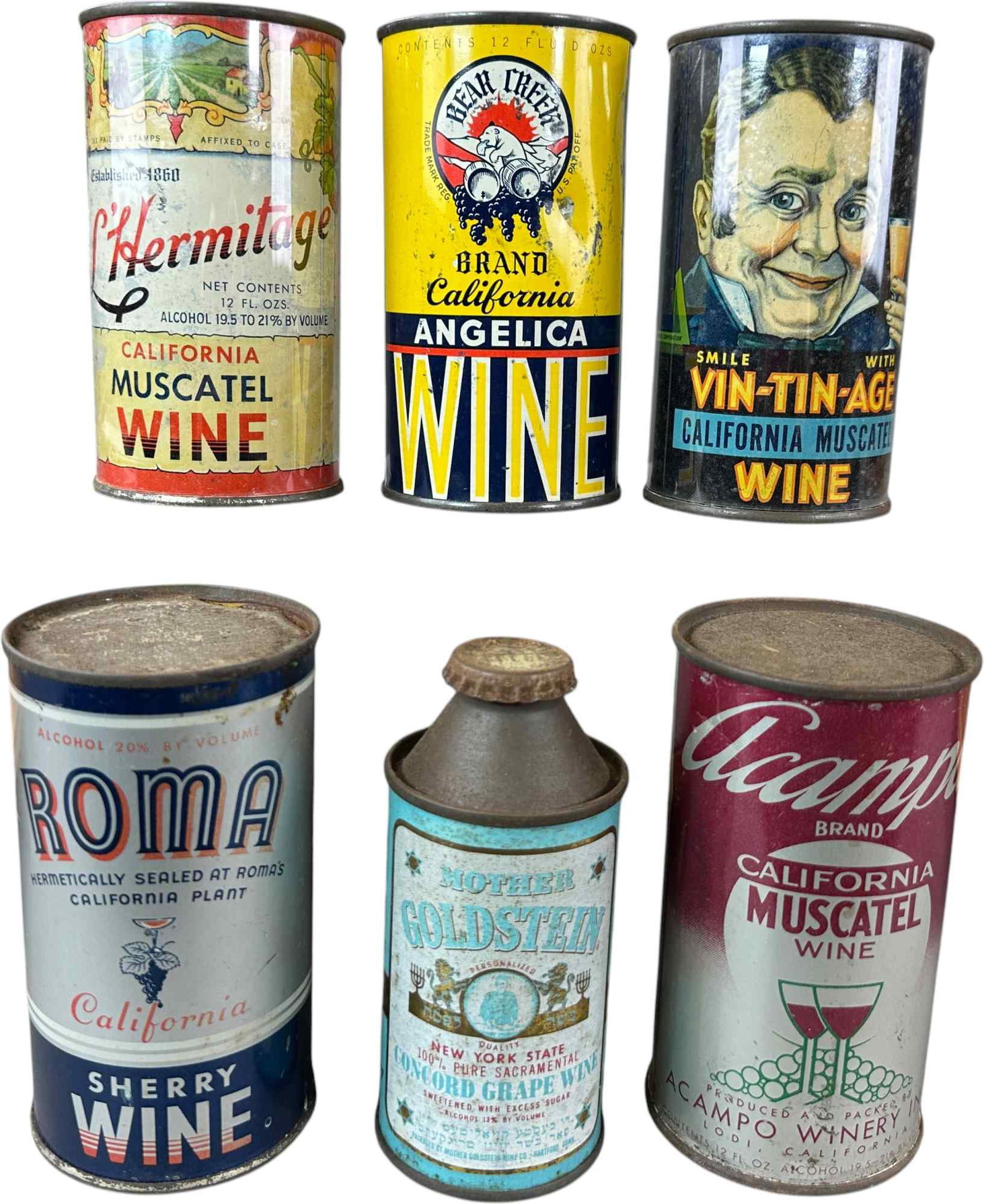 SIX VINTAGE WINE CANS (1 of 4)