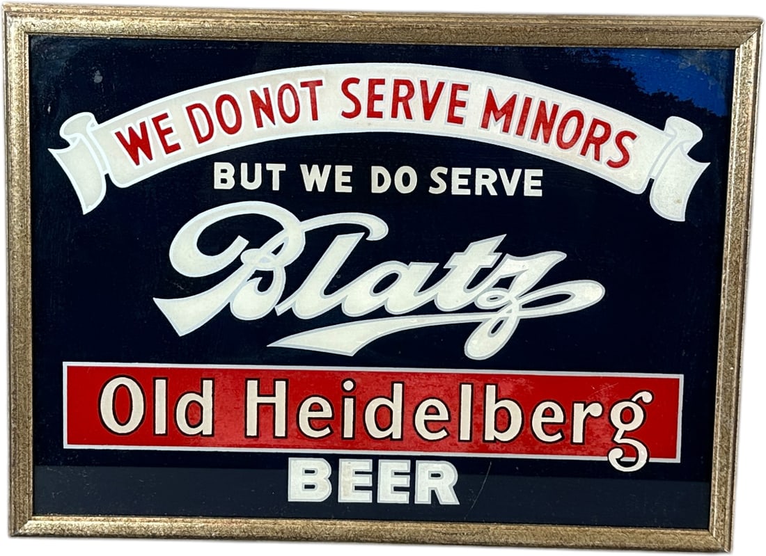 REVERSE GLASS BLATZ OLD HEIDELBERG BEER SIGN (1 of 4)