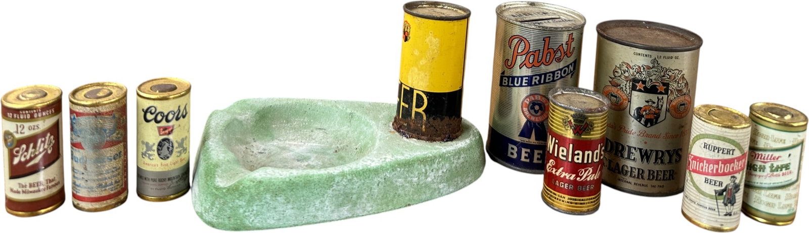ASSORTED VINTAGE BEER CANS & ADVERTISING ASHTRAY (1 of 8)