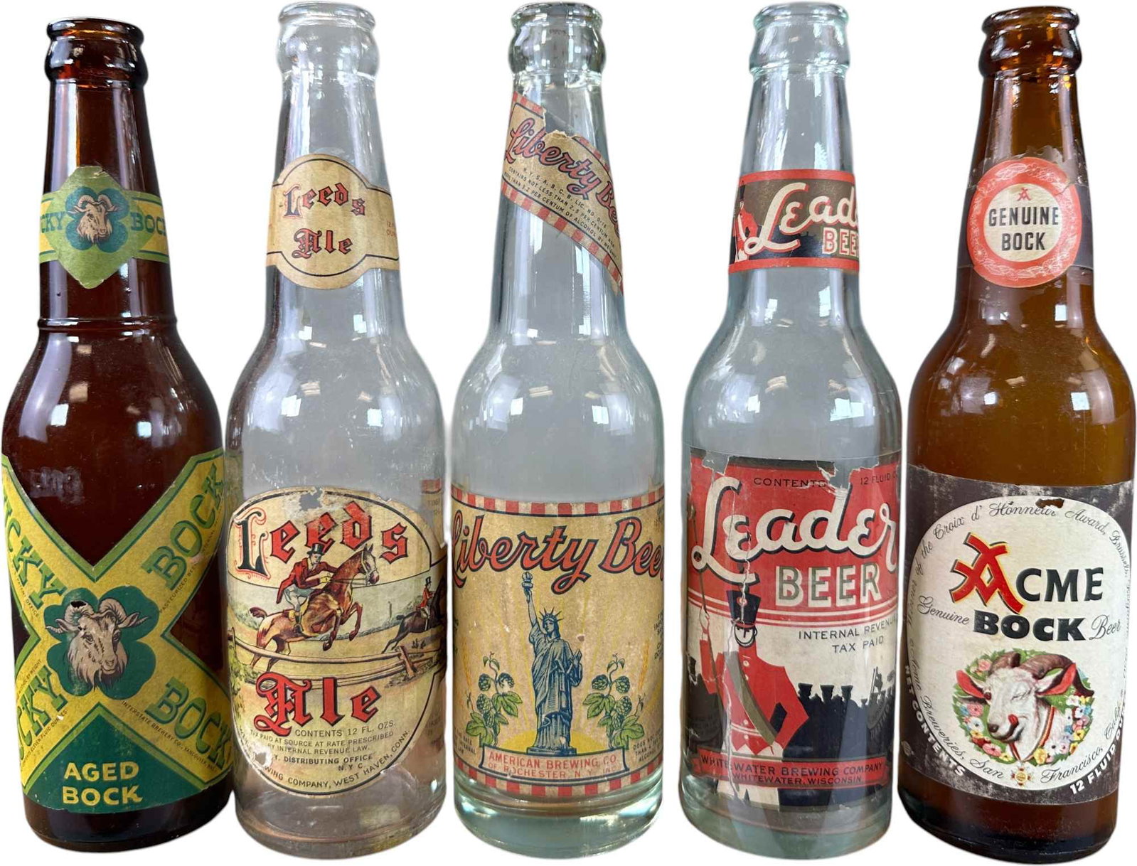 FIVE VINTAGE BEER & ALE BOTTLES (1 of 4)