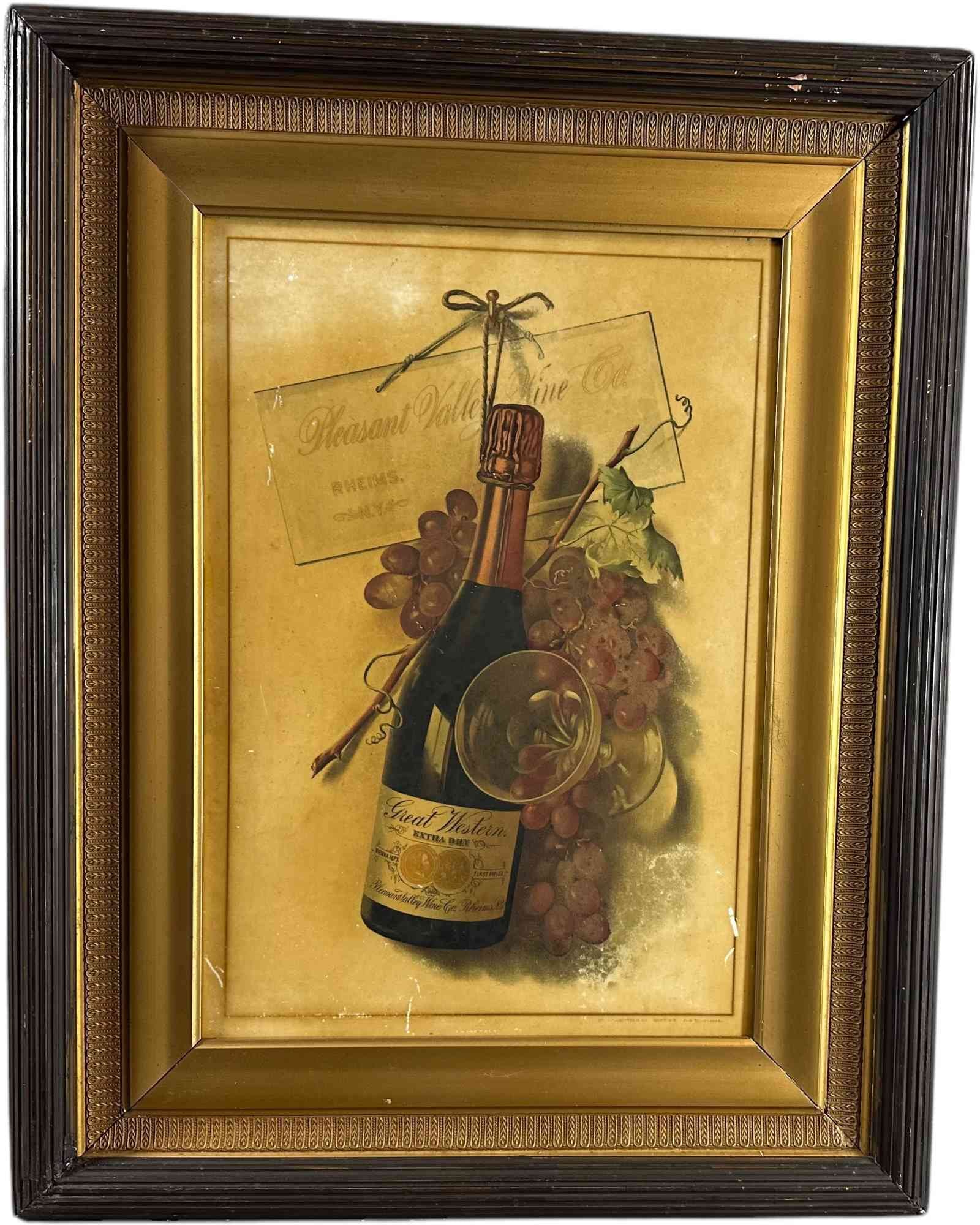 GREAT WESTERN CHAMPAGNE SIGN ON MILK GLASS: 93. GREAT WESTERN CHAMPAGNE SIGN ON MILK GLASS | 28" h. x 22" w. | (Very Good Condition) | $200 - $400