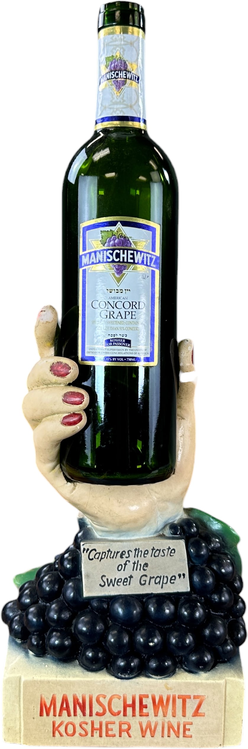 MANISCHEWITZ KOSHER WINE PLASTER BOTTLE DISPLAY: 98. MANISCHEWITZ KOSHER WINE PLASTER BOTTLE DISPLAY | 10.5" h. | (Excellent Condition) | $200 - $400
