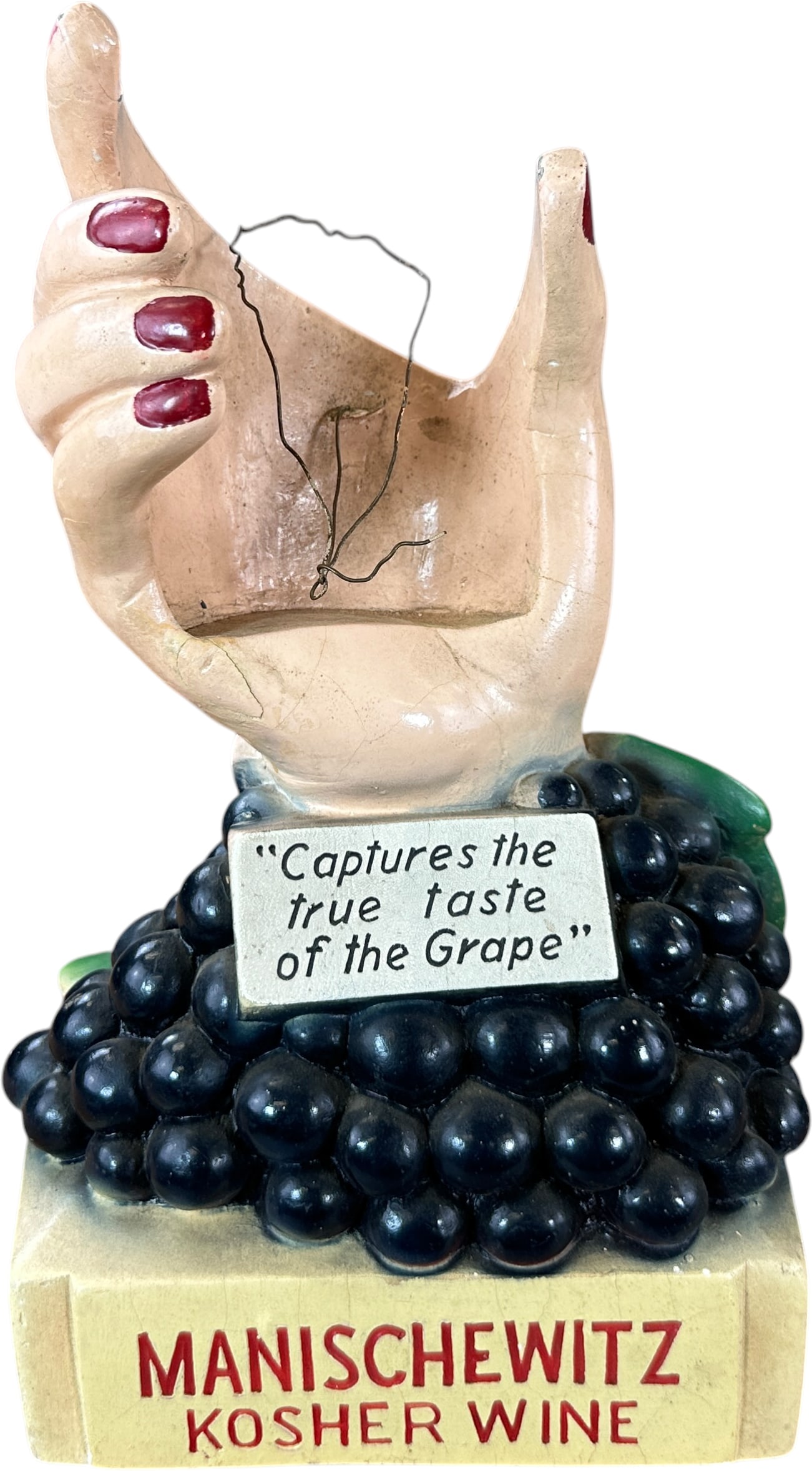 MANISCHEWITZ KOSHER WINE PLASTER BOTTLE DISPLAY: 99. MANISCHEWITZ KOSHER WINE PLASTER BOTTLE DISPLAY | 10.5" h. | (Excellent Condition) | $200 - $400