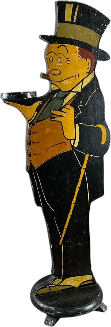 JIGGS FIGURAL WOODEN ASHTRAY STAND: 106. JIGGS FIGURAL WOODEN ASHTRAY STAND | 32.5" h. | (Excellent to Pristine Condition) | $100 - $200