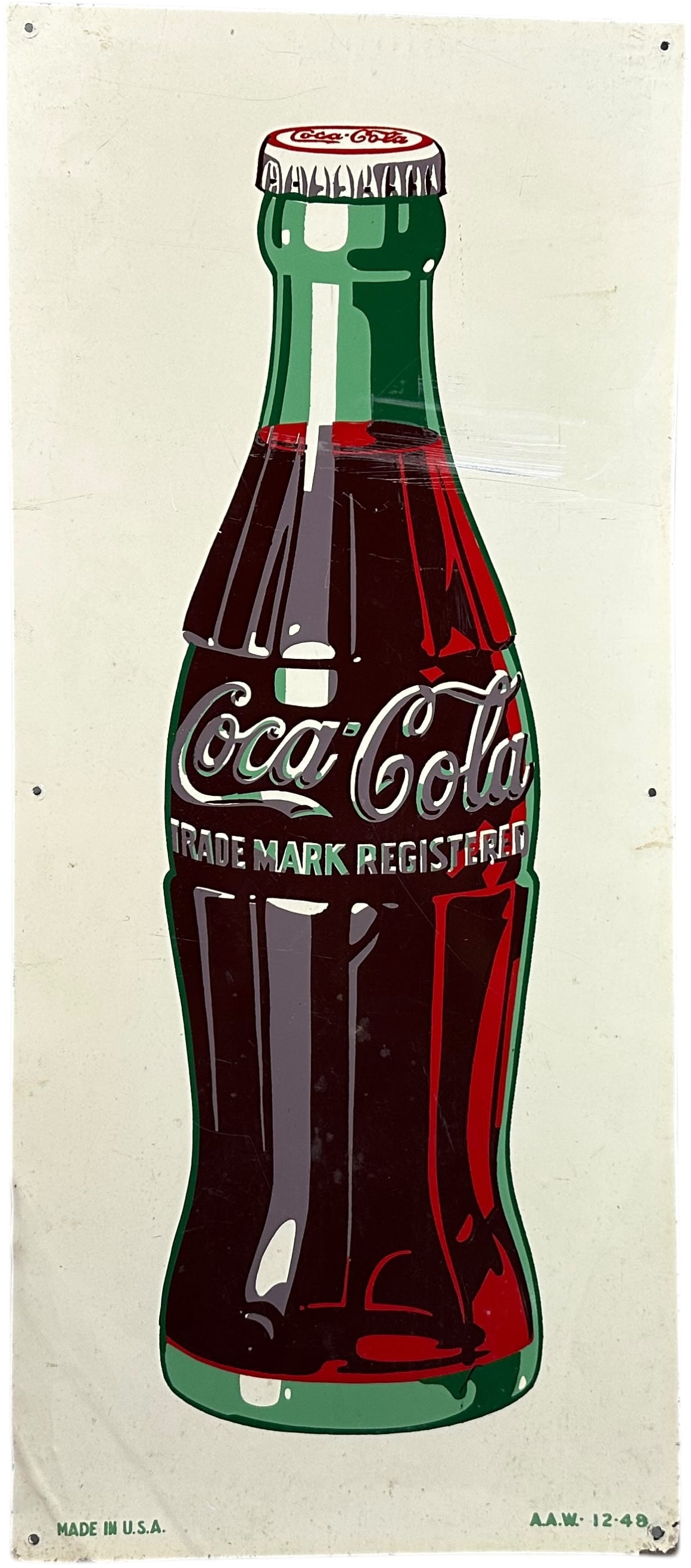 1948 COCA COLA BOTTLE TIN SIGN (1 of 5)
