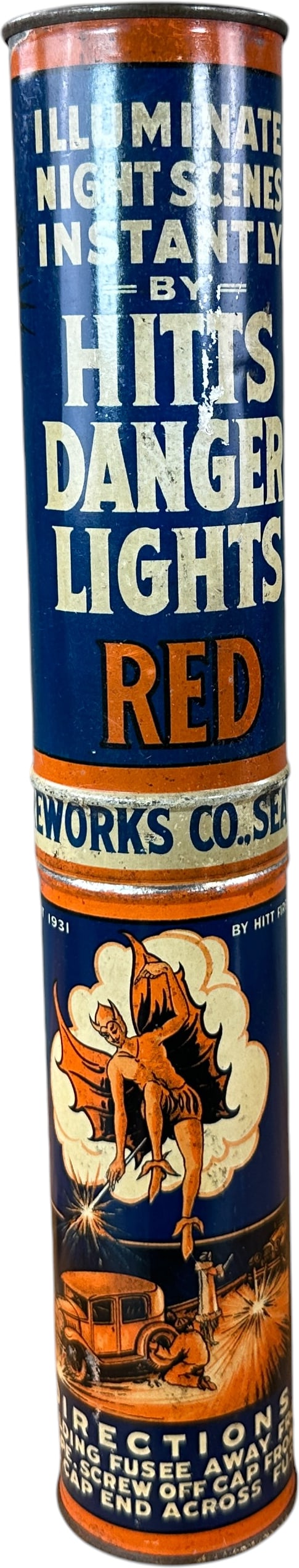 1931 HITTS FIREWORKS CO. DANGER LIGHTS TIN (1 of 6)