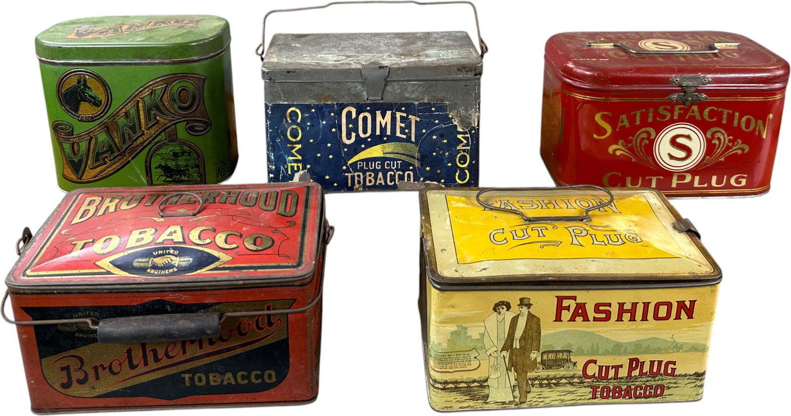 FIVE VINTAGE TOBACCO TINS (1 of 4)